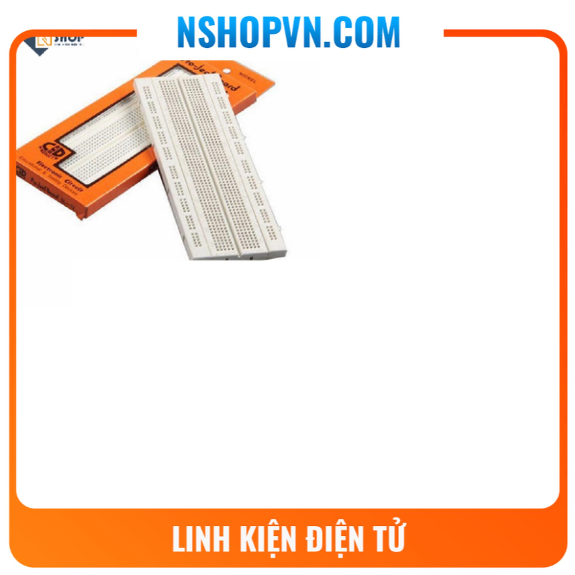 Test board bread board 165x54mm 840 lỗ cùng kích thước như nhau được làm từ nhựa ABS bền và dẻo dai.