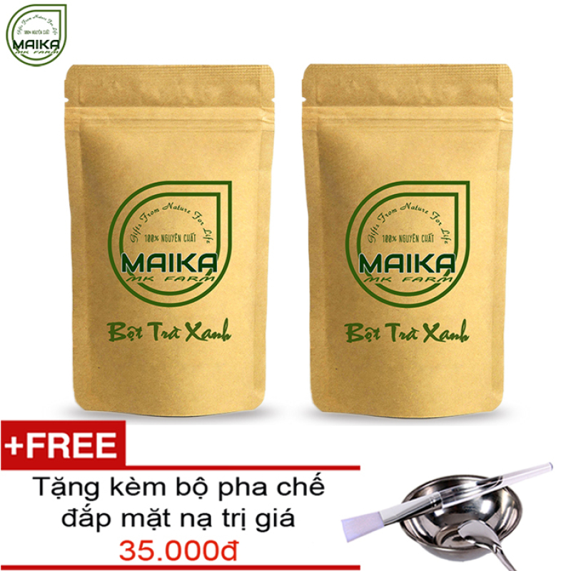 Combo 2 Bột Trà Xanh Nguyên Chất MK Farm (50gr/túi) + Tặng Bộ Đắp Mặt giá rẻ