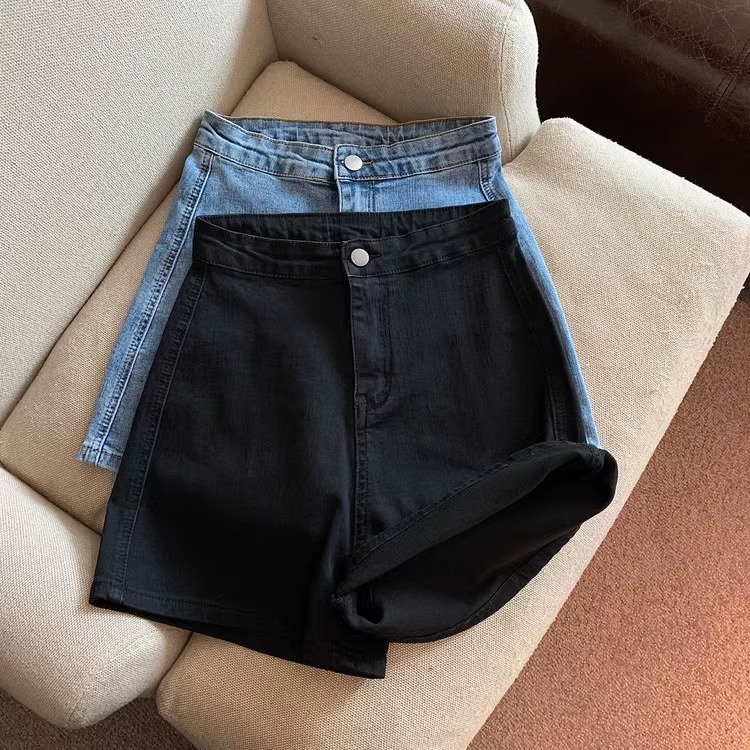 Quần short jean lưng cao ống rộng