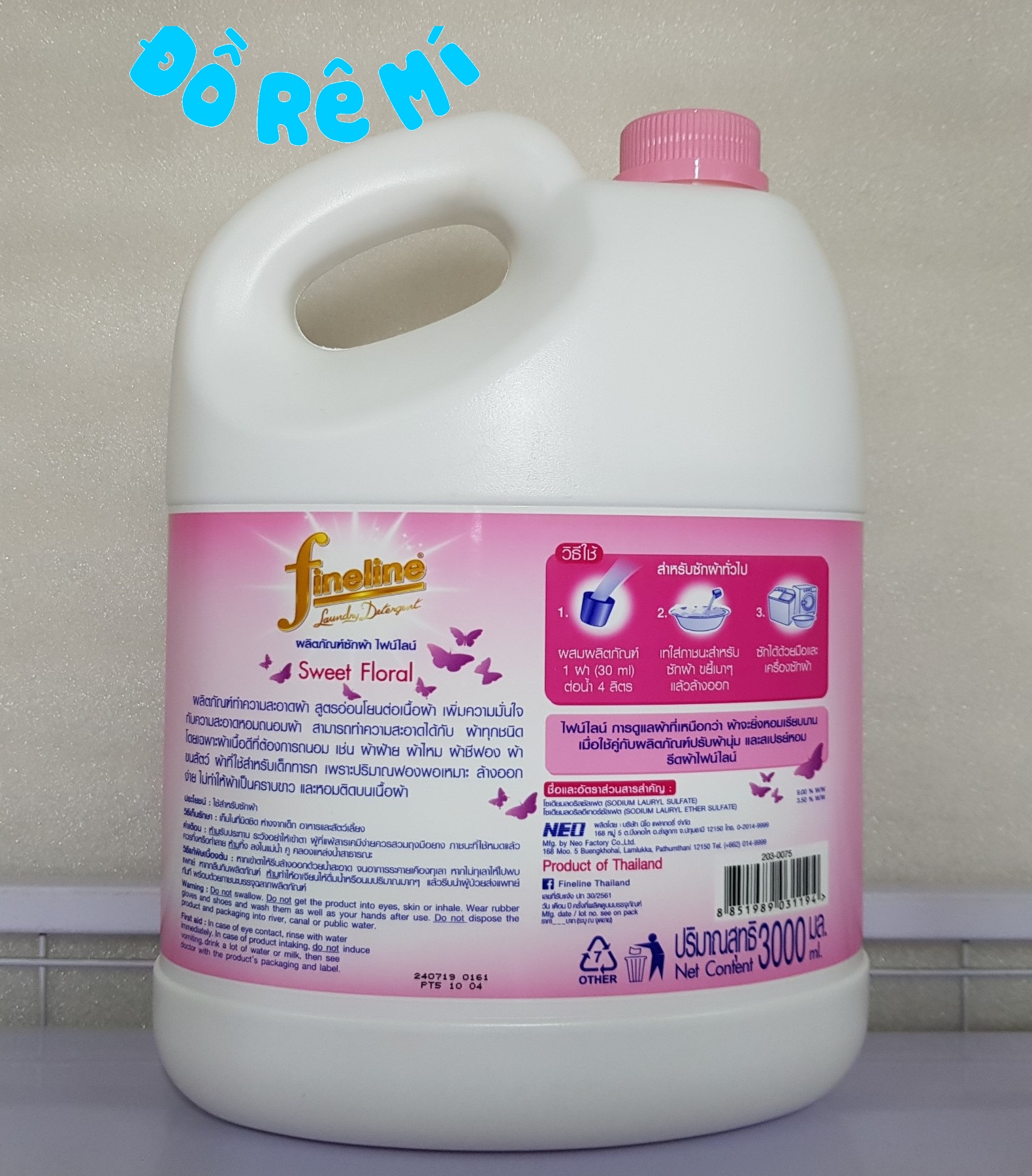 [HCM]Nước giặt xả Fineline 3000ml - Màu hồng