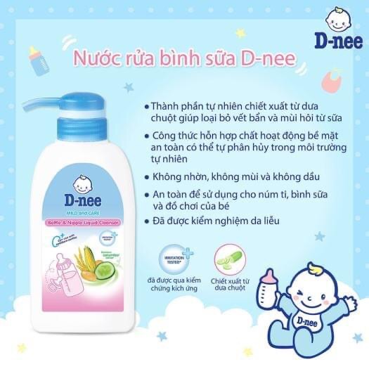 Nước rửa bình sữa dnee thái lan organic chai 500ml/túi 600ml