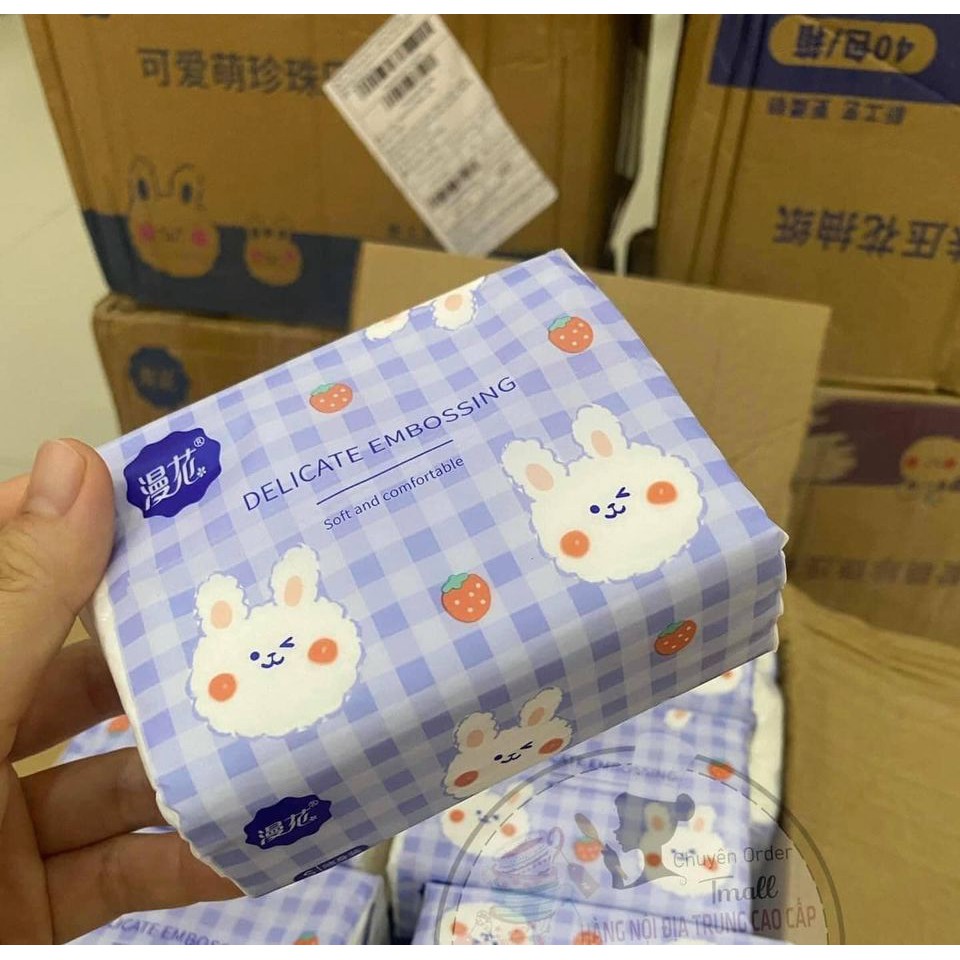 Thùng 40 Gói Giấy Ăn Thỏ Trắng Siêu Dai, Siêu Mịn (Hàng Nội Địa Trung)