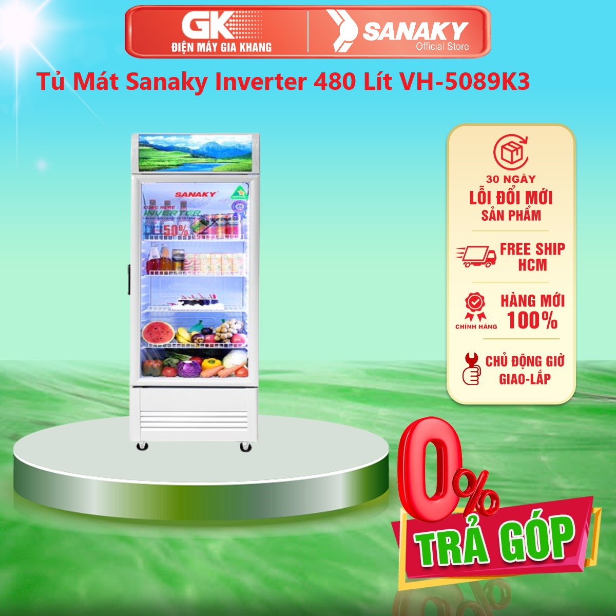 Tủ mát sanaky inverter 480 lít vh-5089k3 - giao toàn quốc - freeship hcm
