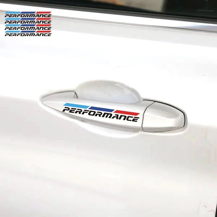 [HCM]Bộ 4 tem dán tay nắm cửa xe ô tô Performance 02 (trắng)