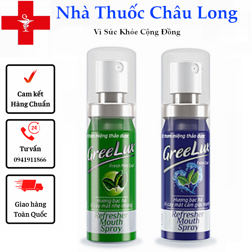 Xịt thơm miệng greelux Extra Cool Thảo Dược 12ml, Xanh dương