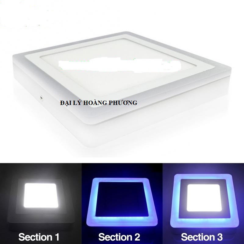 Đèn Led Nổi Ốp Trần 18W Vuông 2 Màu 3 Chế Độ Ánh Sáng Trắng Xanh Dương (Bống Lốp)