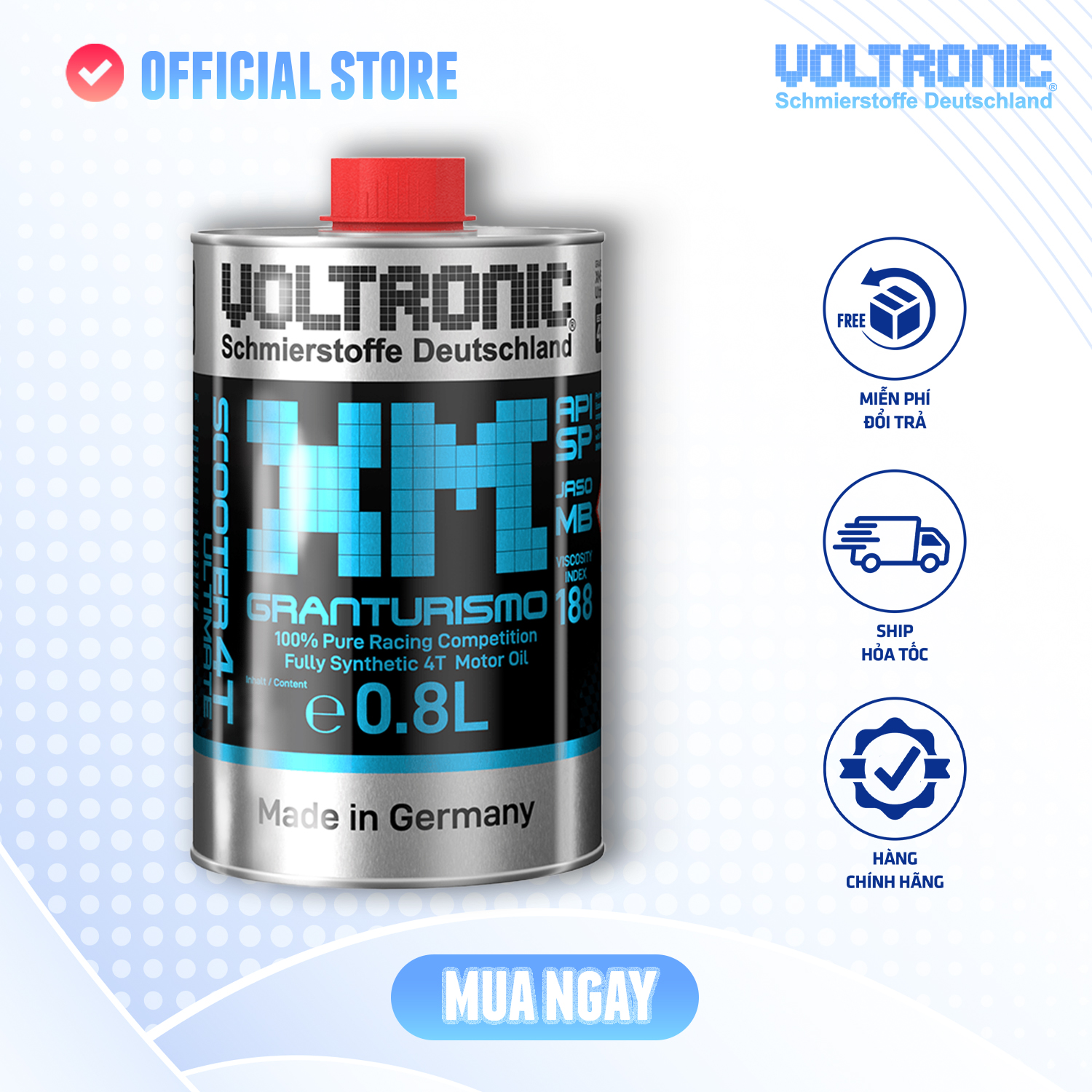 Nhớt biến thiên cao cấp tay ga VOLTRONIC XM SCOOTER GRANTURISMO 4T 800ML