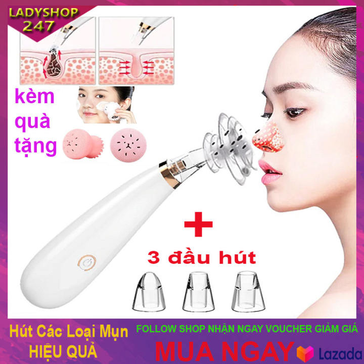 [Hcm]Máy Hút Mụn Đầu Đen Cầm Tay Mini Cao Cấp Máy Hút Mụn Cám Máy Hút Mụn Trứng Cá Với 3 Đầu Hút Thông Minh An Toàn - Hiệu Quả - Tiện Lợi Không Đau Rát