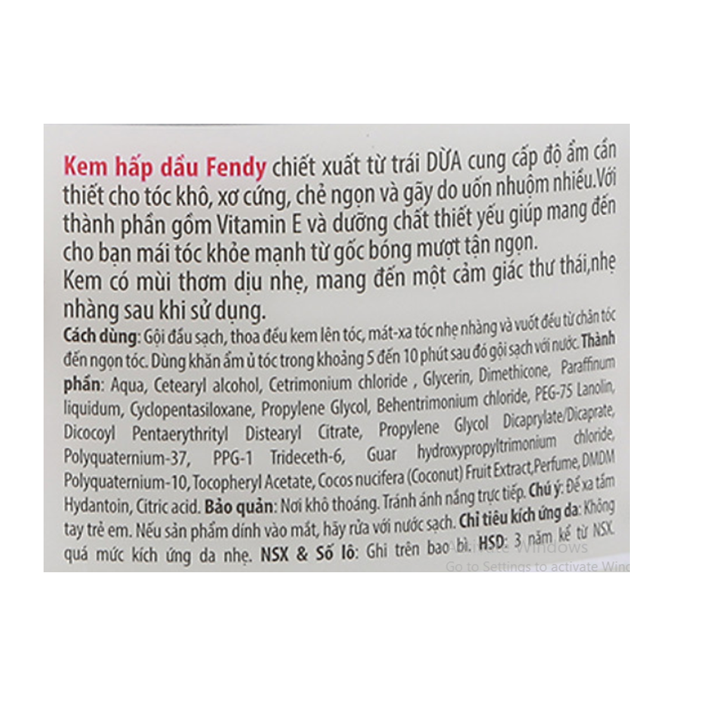 [HCM]Kem hấp dầu Fendy 500 gr Tinh Chất Dừa