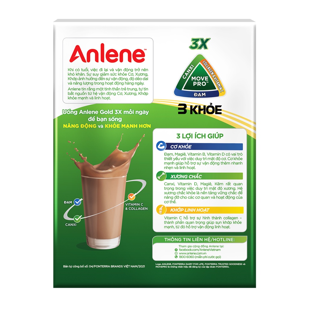 Sữa bột Anlene Gold Movepro Hộp 440g chocolate