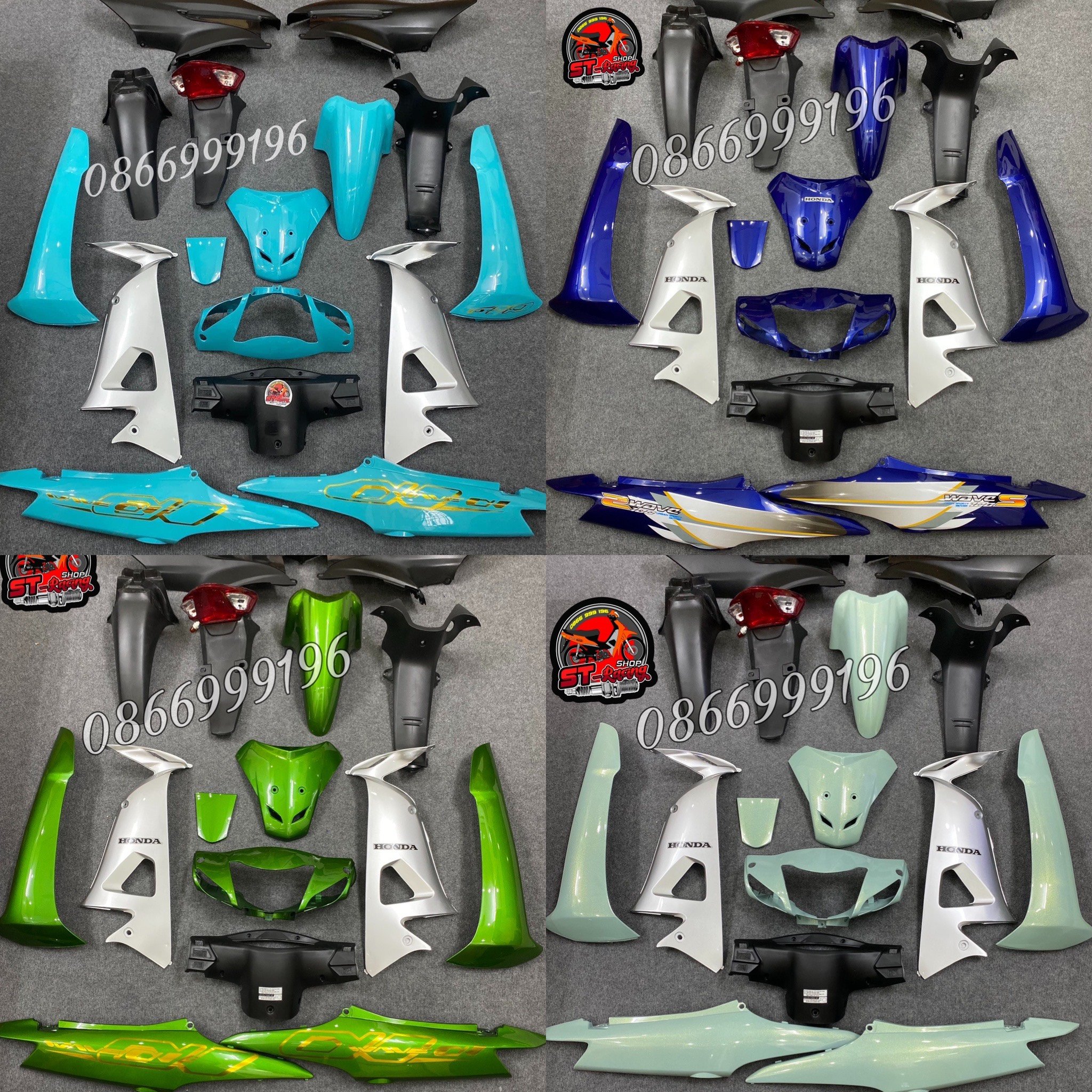 BỘ VỎ NHỰA Wave Alpha 100 - Wave 50cc - Wave Rs ( kèm tem ) MÀU ĐỘ.....