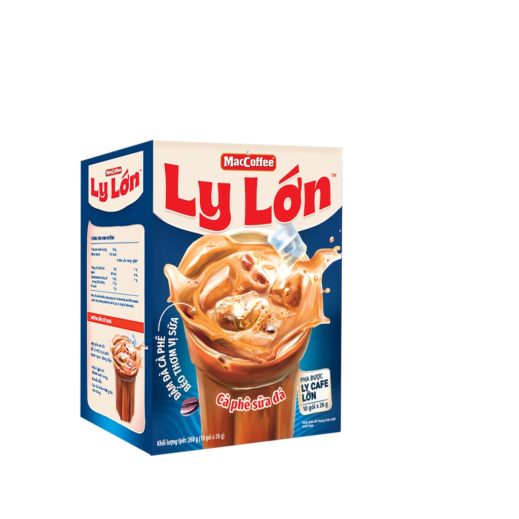 Maccoffee Ly Lớn Cà Phê Sữa Đá (10 Gói* 26g)