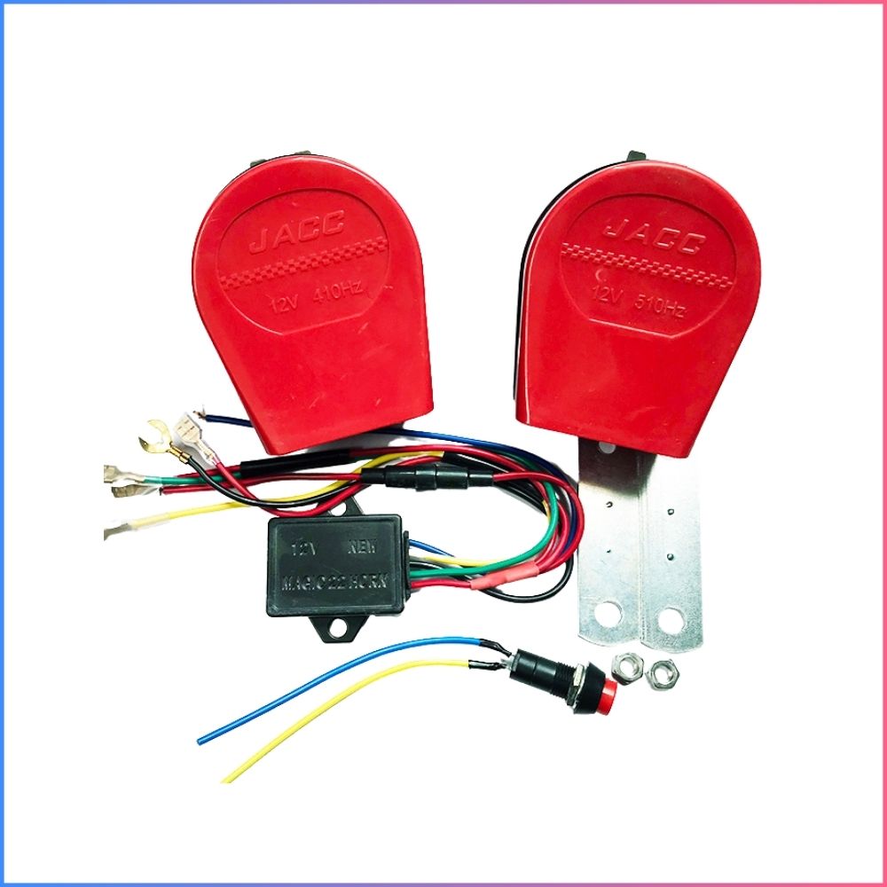 Bộ Còi ngân-Còi ngân JACC cho âm thanh CỰC CHẤT, Trọn bộ còi ngân HORN cho ô tô xe máy, Còi ngân 9 tiếng ngân vang xe độ xe máy phong cách dân chơi .
