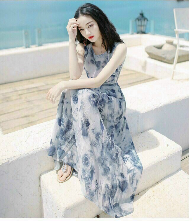 Đầm maxi sát nách cột eo fullsize