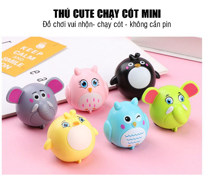 Đồ chơi set 3 con thú chạy cót mini siêu cute, đáng yêu cho bé (giá 3 con)