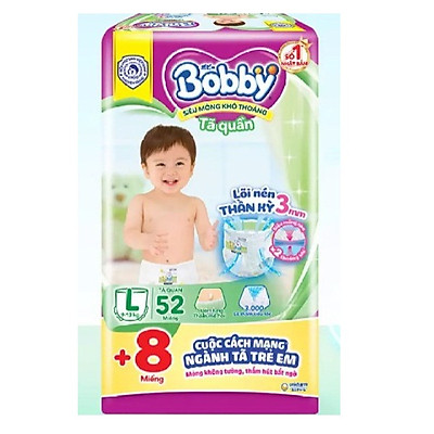 Tã Quần Bobby  L52 tặng 8 miếng