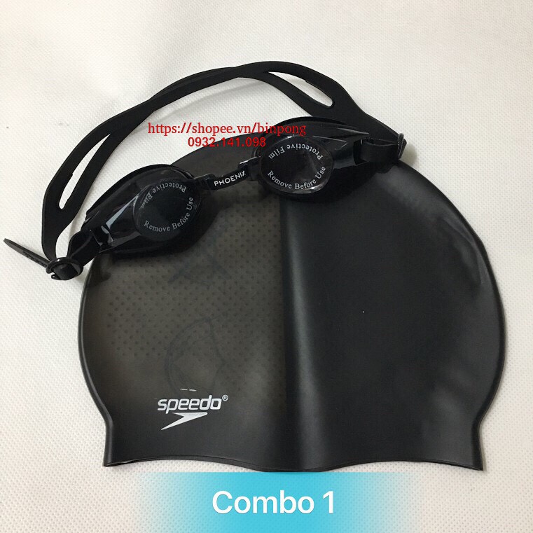 Combo nón bơi và kính bơi phoenix 203