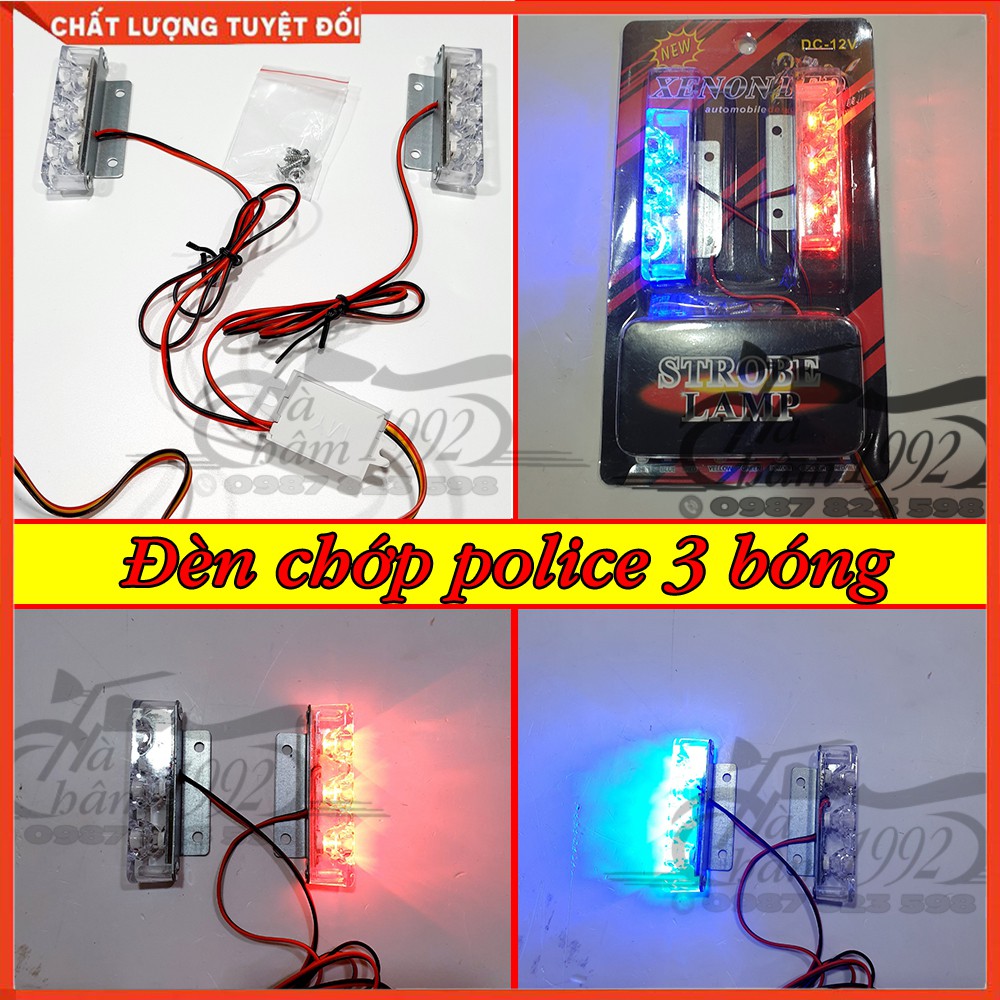 Đèn chớp 3 bóng (1 bộ 2 vỉ led 3 bóng), Đèn Police 3 bóng