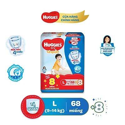 BỈM HUGGIES TÃ QUẦN L68 tặng 8 miếng