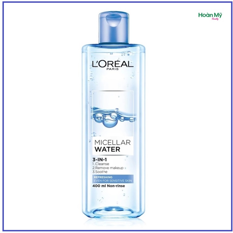 Nước tẩy trang  LOreal Paris Micellar Water 3 in1 95ml/400ml - Tươi mát ( xanh nhạt)