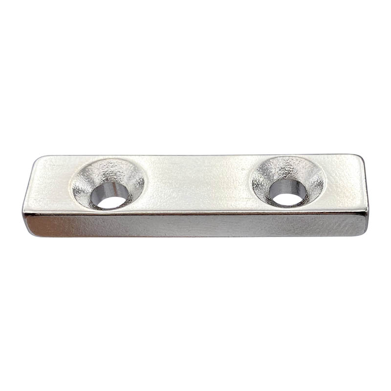 Nam châm đất hiếm 40x12x4mm 2 lỗ vát bắt vít