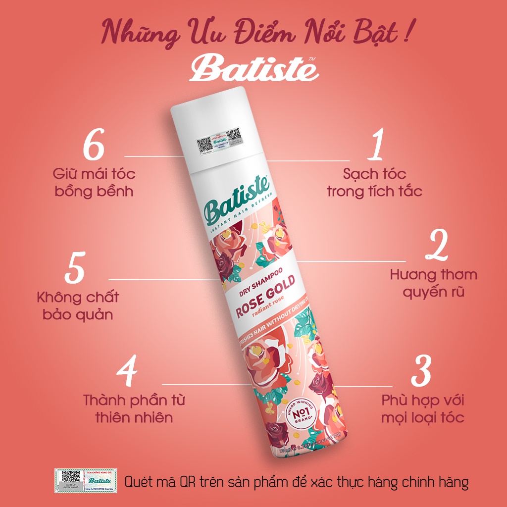 Dầu Gội Khô Batiste Dry Shampoo 50ml / 200ml