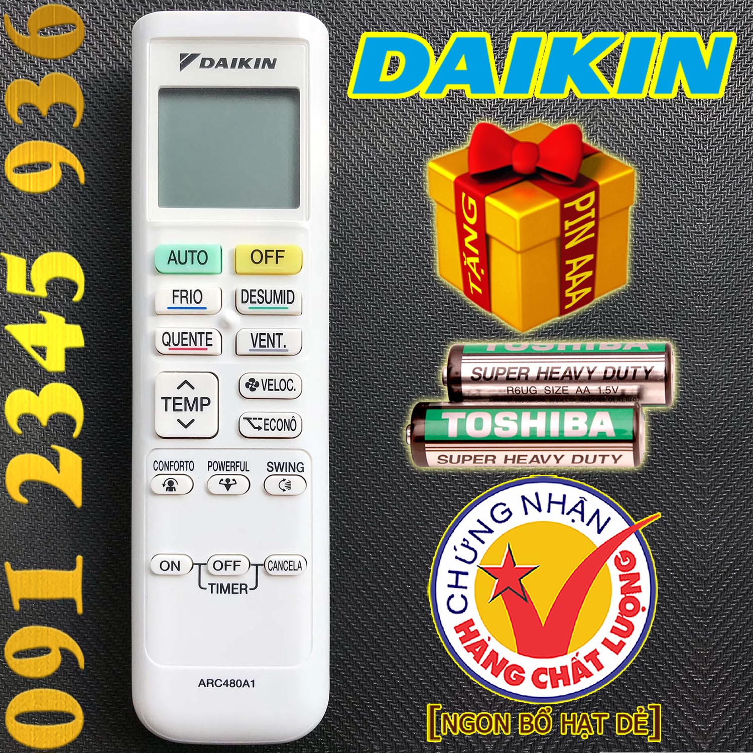 Điều khiển DAIKIN [HÀNG ĐẸP] cho điều hòa. (Mẫu số 7)