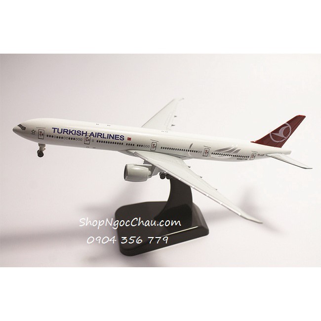 Mô hình máy bay b777-300er turkish airlines 18cm có bánh xe