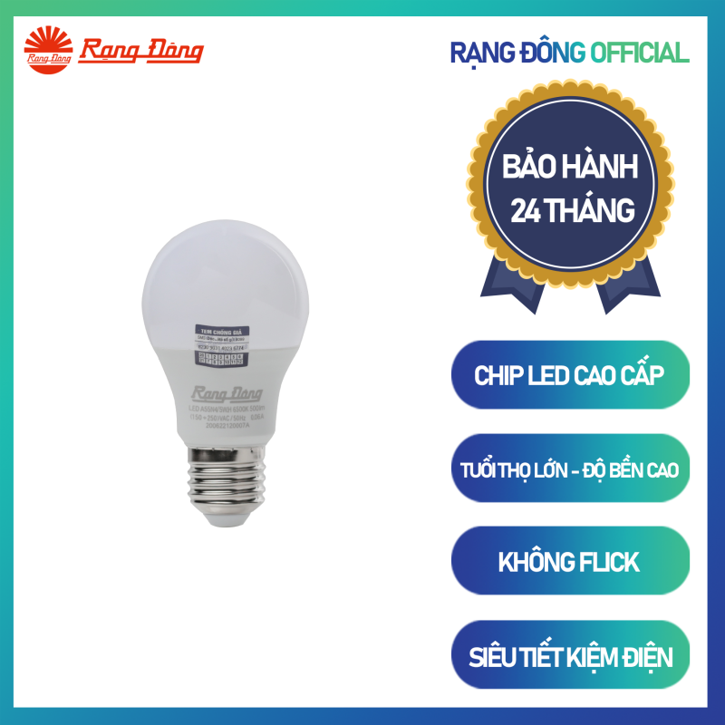 Bóng đèn LED BULB tròn A55N4/5W Chính hãng Rạng Đông Siêu tiết kiệm điện Tuổi thọ cao Sử dung chip LED đáng tin cậy