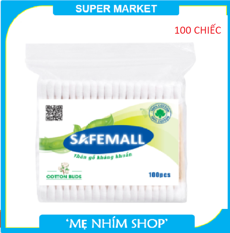 Tăm B&ocirc;ng th&acirc;n Gỗ 100 Que - B&ocirc;ng g&ograve;n mềm mại kh&aacute;ng khuẩn, th&acirc;n thiện m&ocirc;i trường đa c&ocirc;ng dụng - H&agrave;ng VN xuất khẩu
