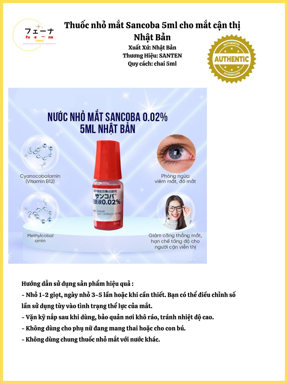 Nước nhỏ mắt chống cận thị Santen Nhật Bản