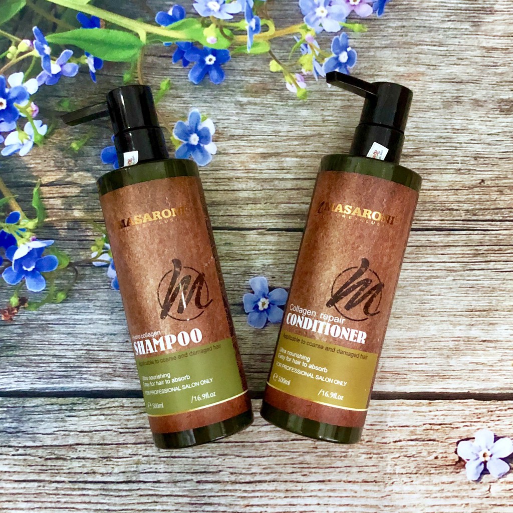 BỘ DẦU GỘI XẢ HẤP DƯỠNG MASARONI BIOTIN COLLAGEN NATURE CHÍNH HÃNG 500ML
