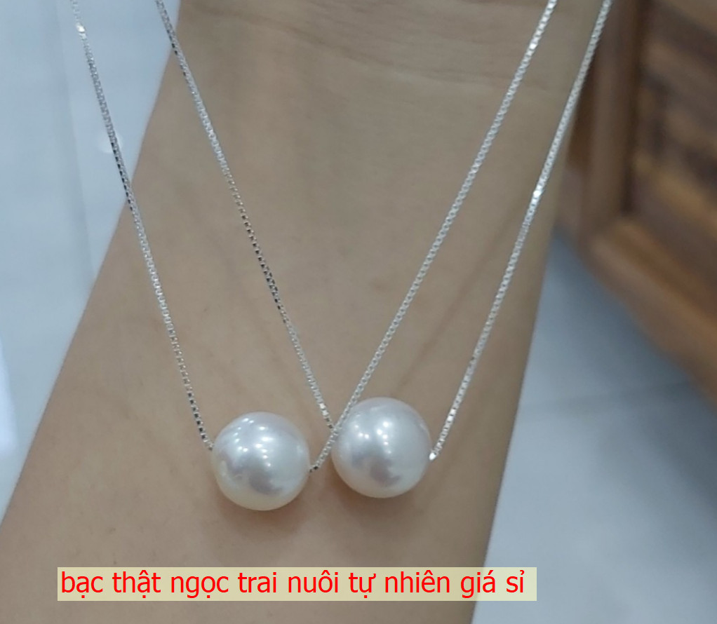 bộ dây bạc thật mặt ngọc trai nuôi siêu dễ thương ( hình thật )