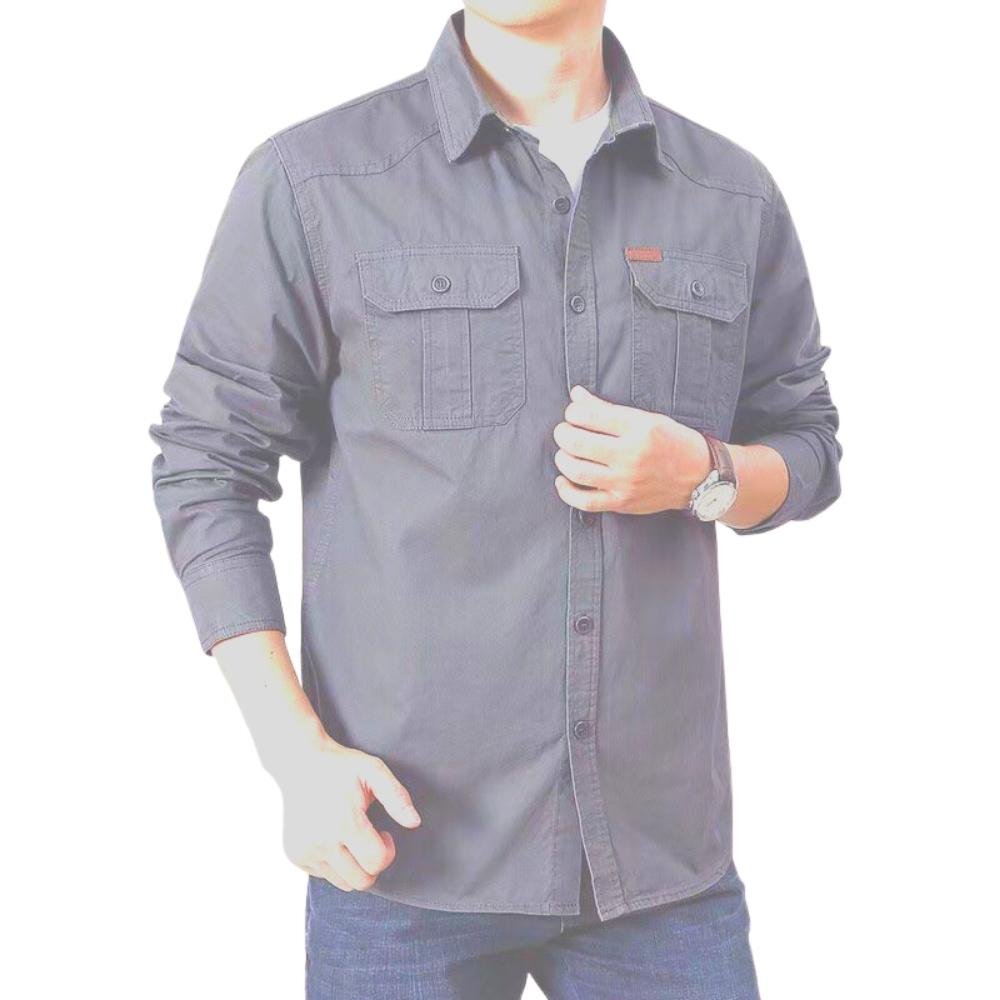 Áo sơ mi kaki nam dài tay phối túi Mã W778 Thời trang EMEY LUXURY SHOP Thiết kế nam tính lịch lãm chuẩn form