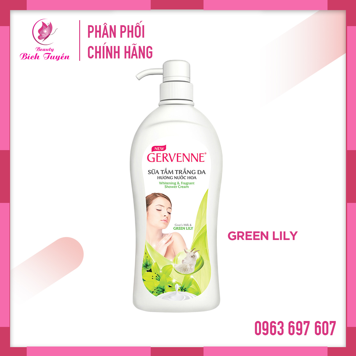 Sữa Tắm Trắng Da Hương Nước Hoa Gervenne 900g