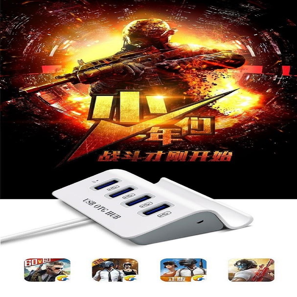 Bộ chia 4 Cổng USB OTG HUB - THIẾT BỊ KẾT NỐI ĐIỆN THOẠI VỚI BÀN PHÍM VÀ CHUỘT CHƠI GAME MOBILE