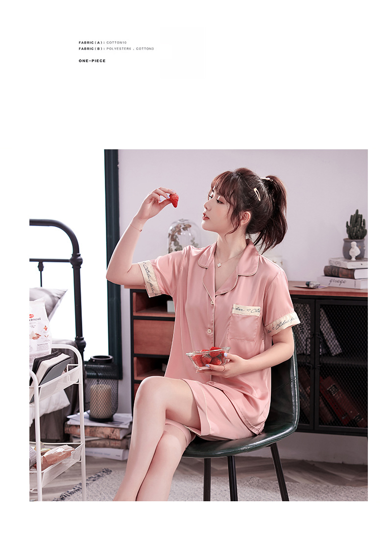 [Bộ Ngủ Lụa Đùi Viền Chữ]-Thiết Kế Sang Trong-Size M,L.