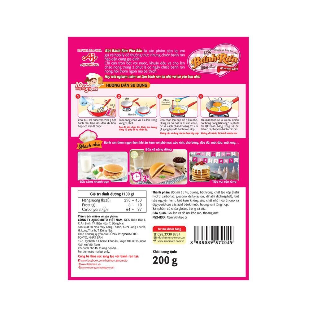 CB 4 GÓI BỘT BÁNH RÁN DOREMON AJINOMOTO GÓI 200GR - 72001