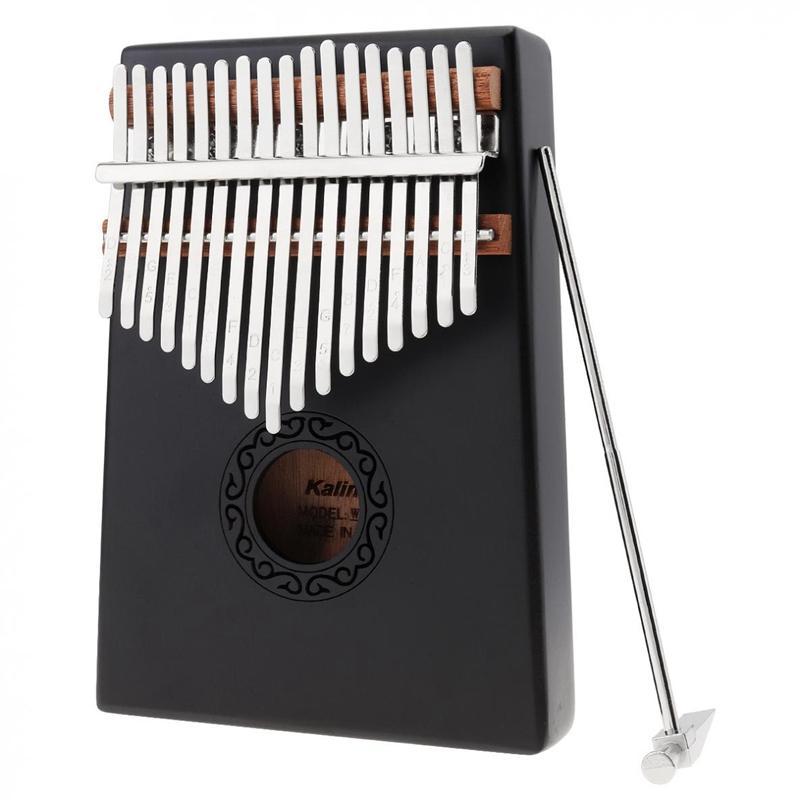 17 Key Black Single Board Mahogany Thumb Piano Mini Keyboard Instrument with Complete Accessories