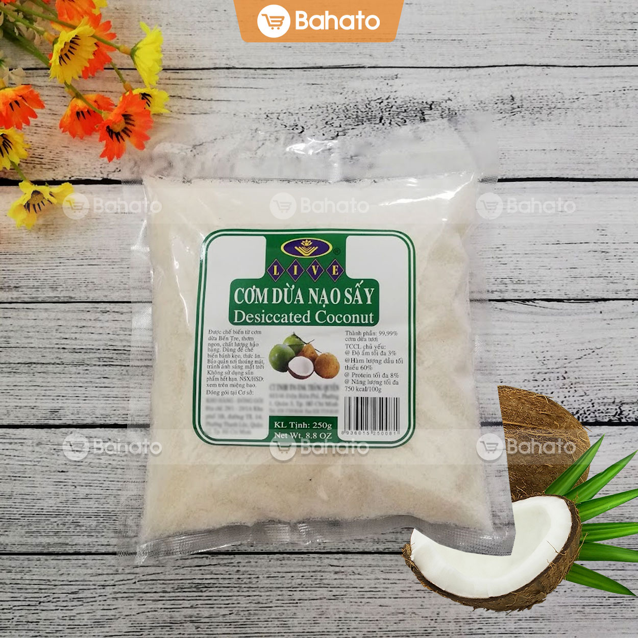 Cơm dừa nạo xấy khô Bến Tre gói 250g