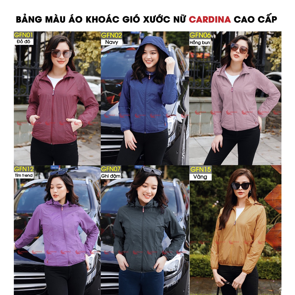 Áo gió nữ Cardina 2 lớp cản gió chống nước cao cấp