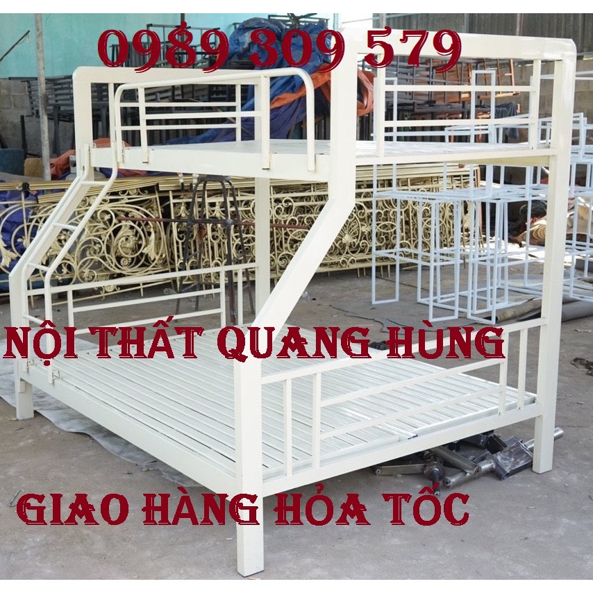 Giường tầng sắt hộp vuông 1m4/1m6 x 2m cao cấp hcm