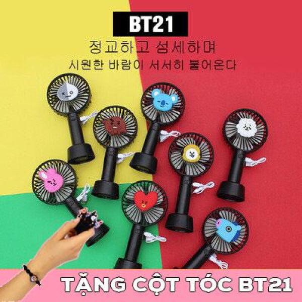 Quạt cầm tay mini BTS sạc điện siêu đáng yêu tặng kèm cột tóc BT21