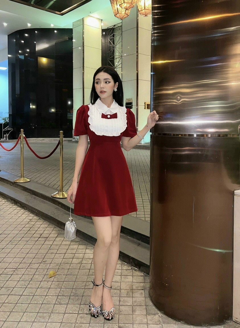 Đầm Bèo Dập Ly Đính Nơ