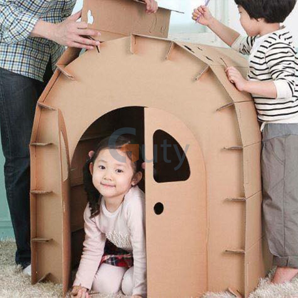Nhà bìa đồ chơi - Nhà giấy vòm carton 100 bột gỗ