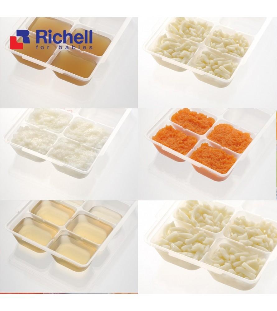Bộ 2 Khay trữ đông thức ăn Richell của Nhật RC49070 (một khay chia 12 ngăn tiện lợi, mỗi ngăn dung tích 15ml) Dùng được cho lò vi sóng