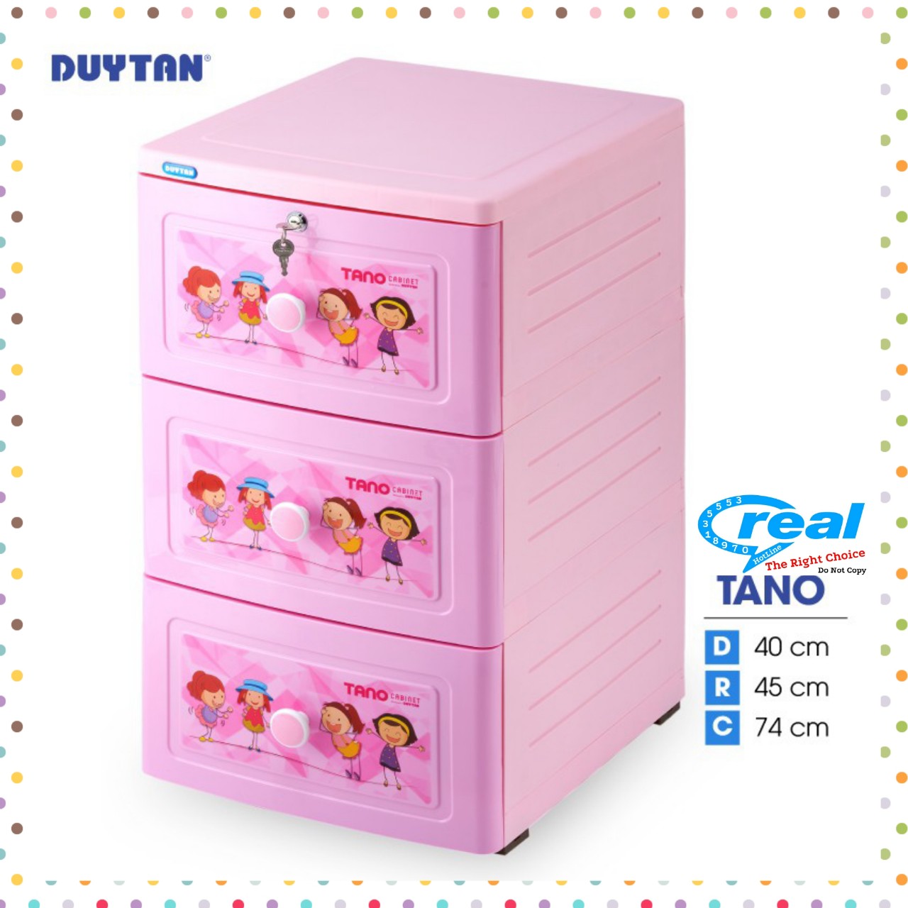 Tủ Duy Tân Tano 3 Ngăn, Có Bánh Xe Di Chuyển Tiện Lợi