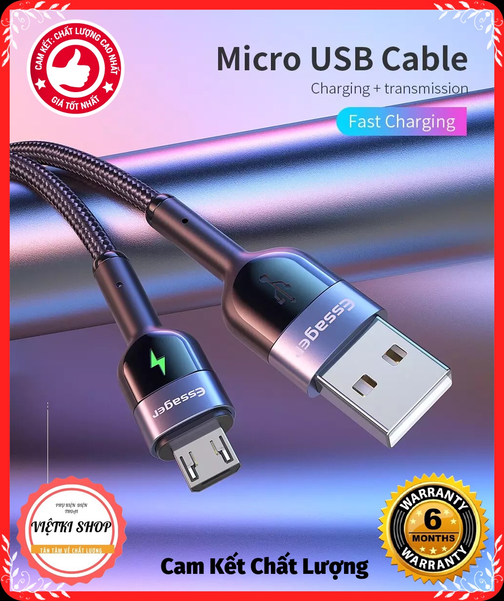 (Ngon Bổ Rẻ) Cáp Sạc Siêu Nhanh 3A Micro USB Dành Cho Điện Thoại Android