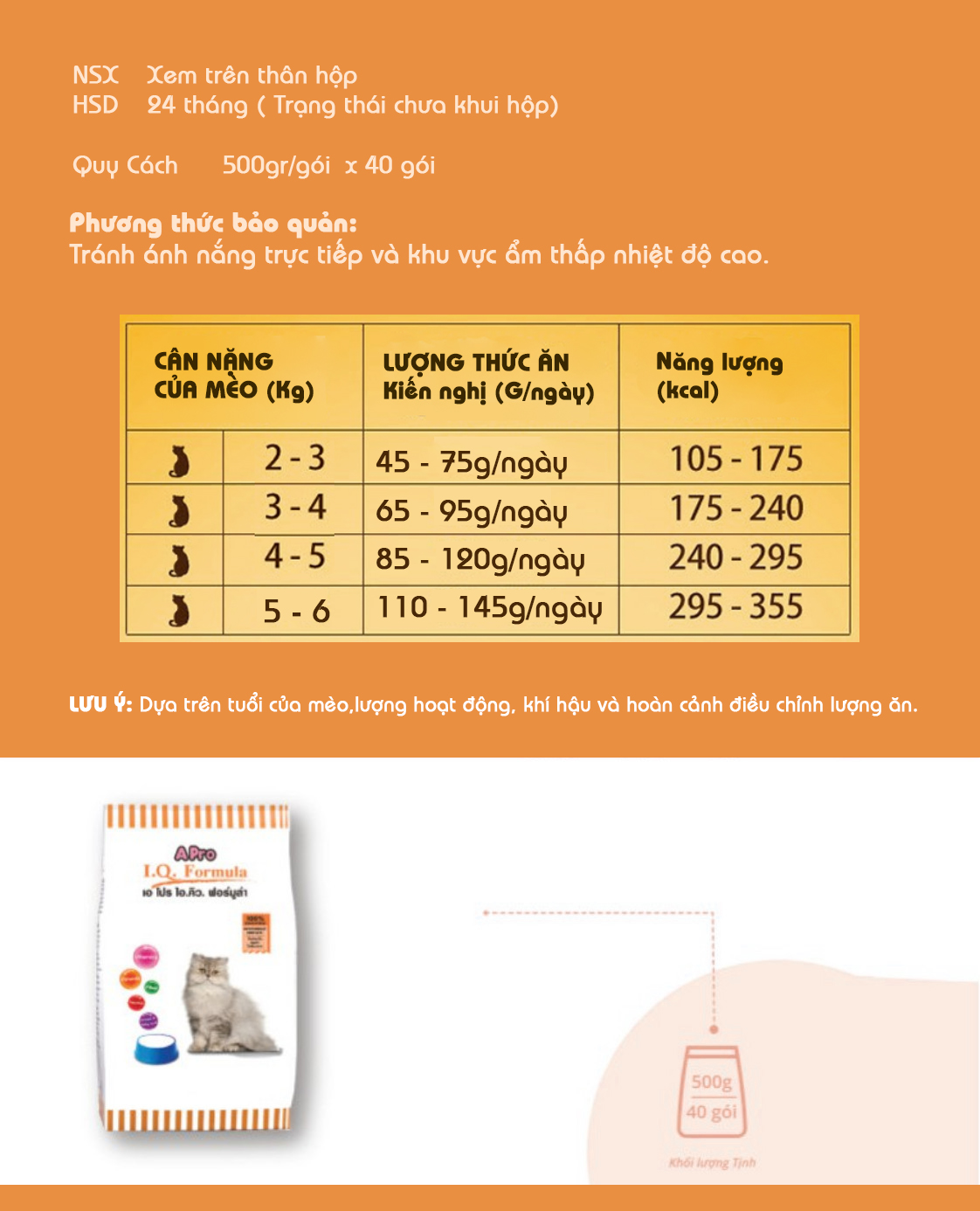 Thức ăn hạt cho mèo 500g Apro IQ Formula (Thái Lan)