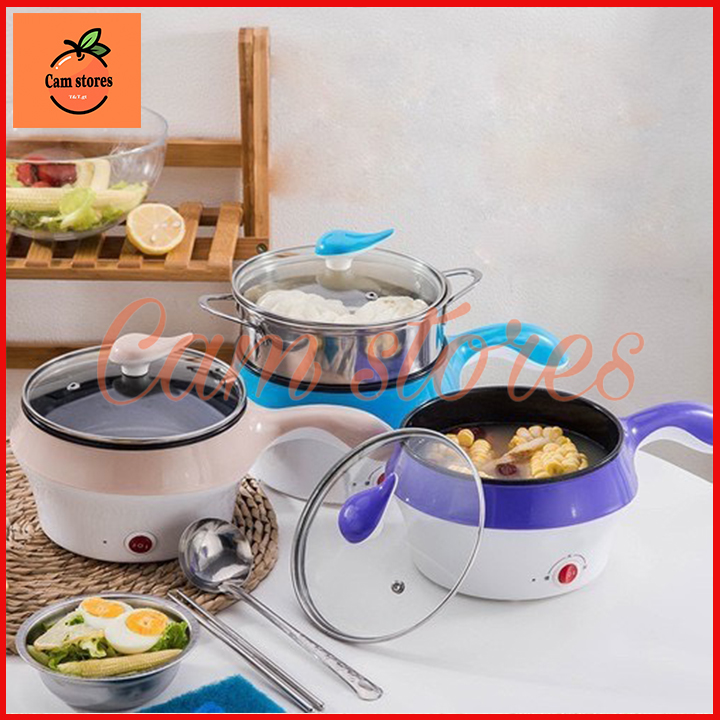 Nồi Điện Mini Hai Tầng Đa Năng Tặng Kèm Khay Hấp có thể Chiên, Xào, Nấu ăn, nấu cơm, nấu lẩu mini